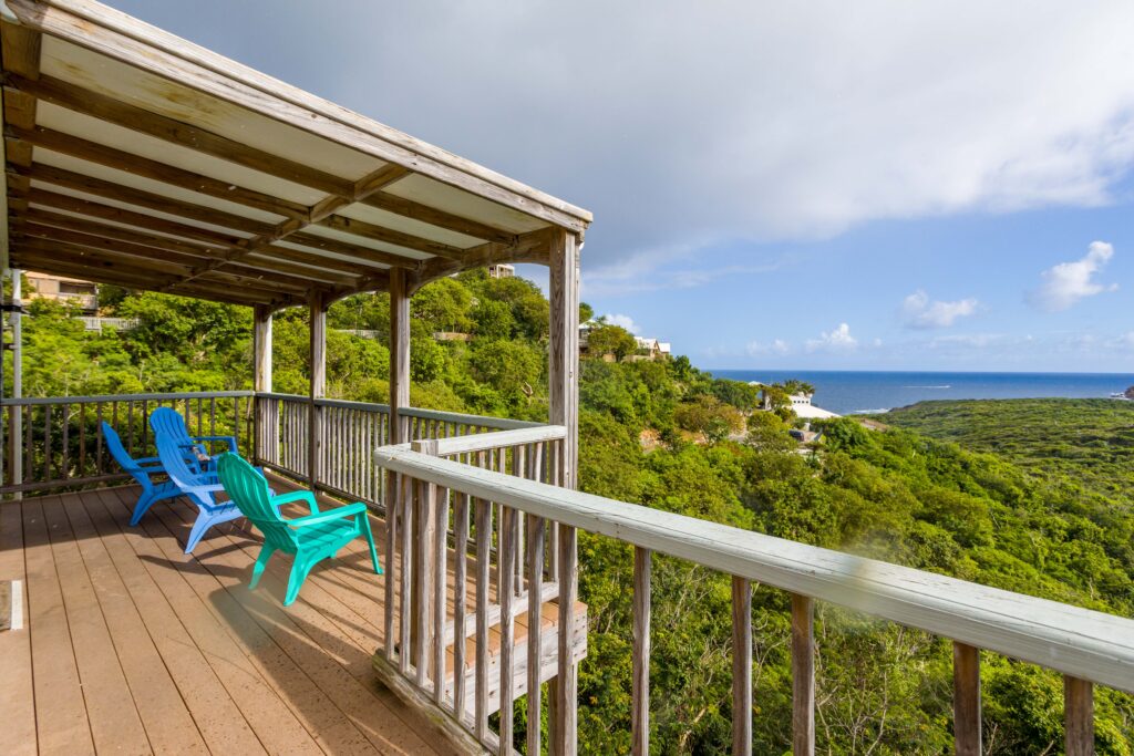 Beautiful view of the green mountains and sea